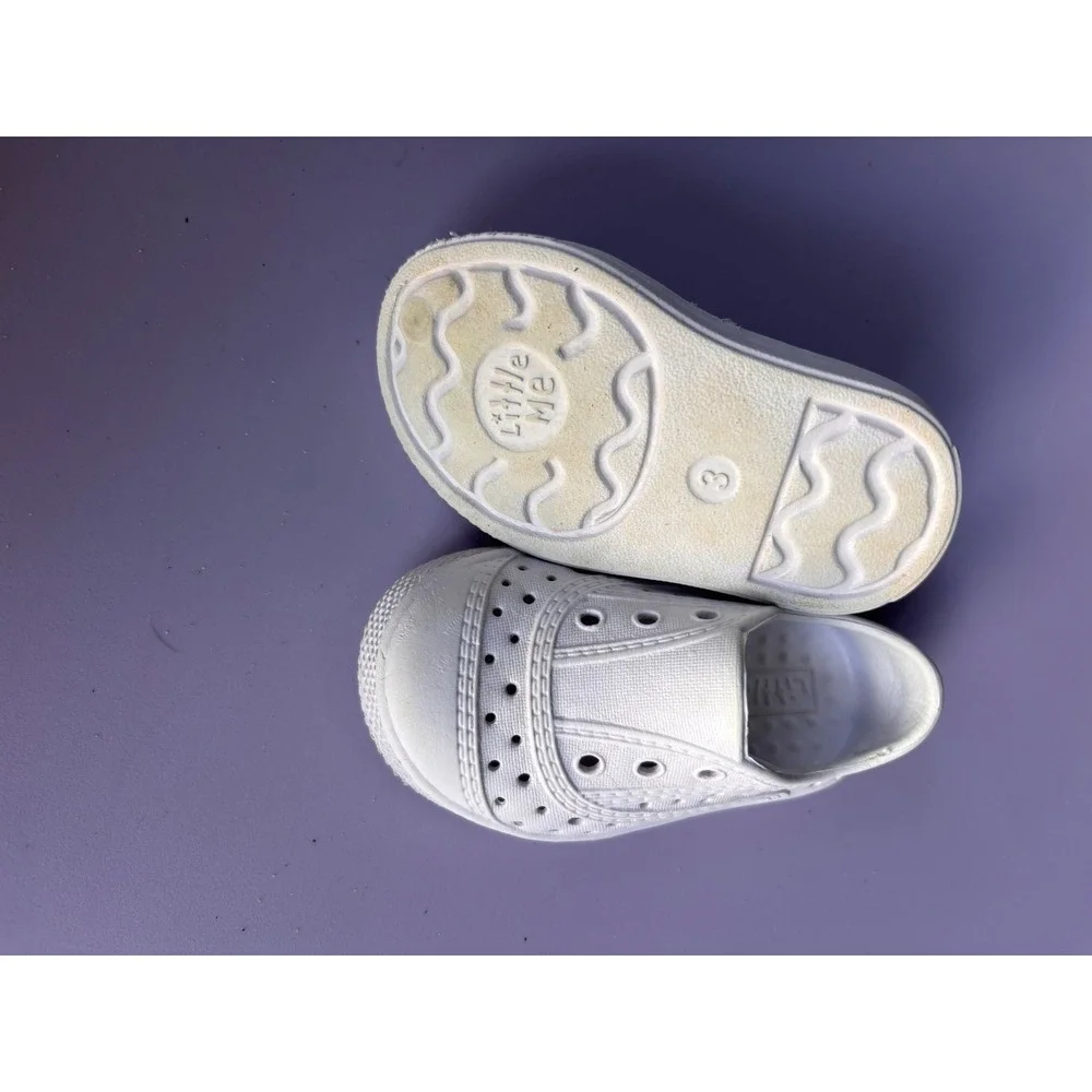 Little Me Kids White Perforated Slip On Water Shoes Size 3 baby EVA Sandals